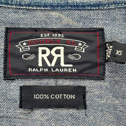 RRL ダブルアールエル MONTANA インディゴブルー コットン バンダナパッチワーク ダメージリペア加工 デニムウエスタンシャツ ジャケット