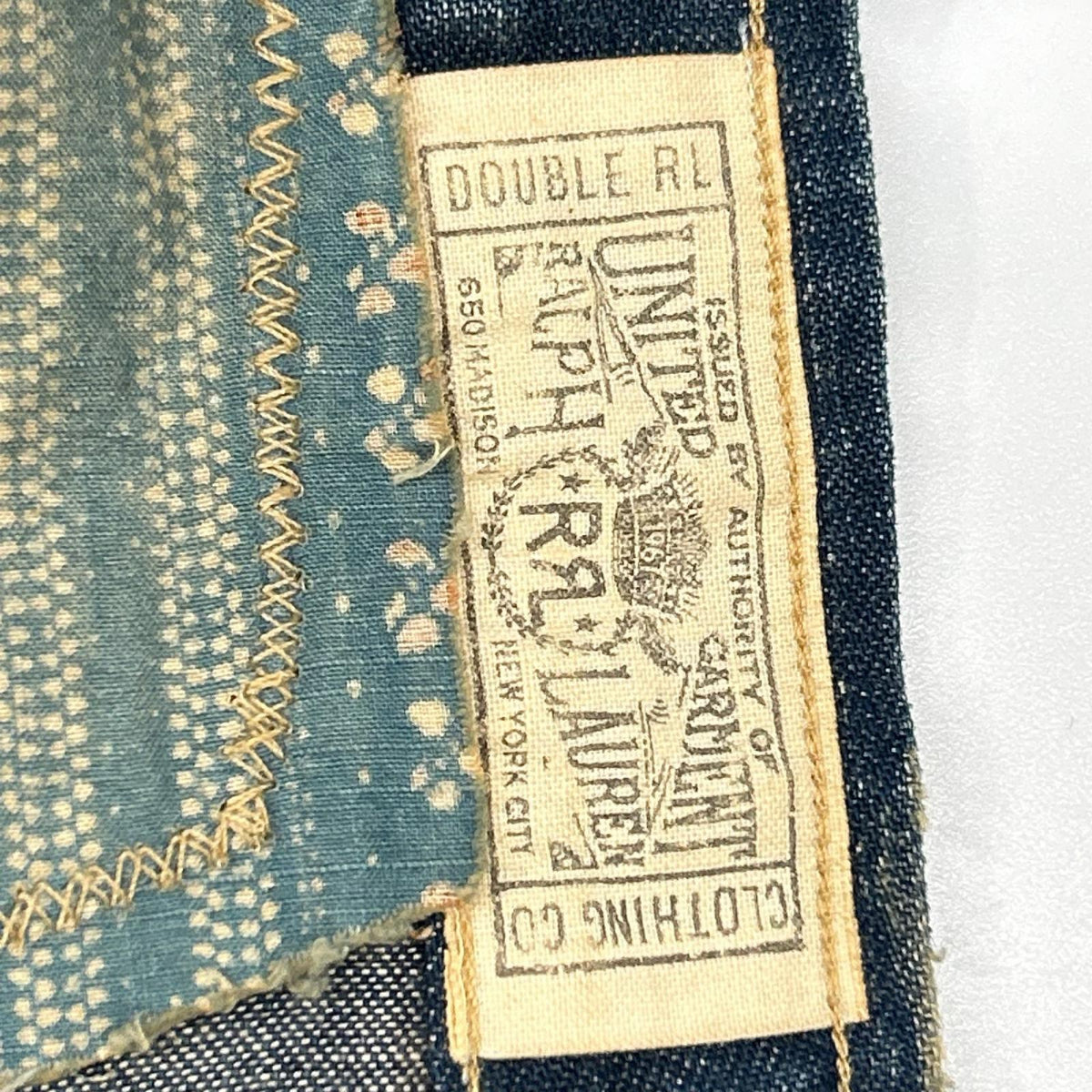 RRL ダブルアールエル MONTANA インディゴブルー コットン バンダナパッチワーク ダメージリペア加工 デニムウエスタンシャツ ジャケット