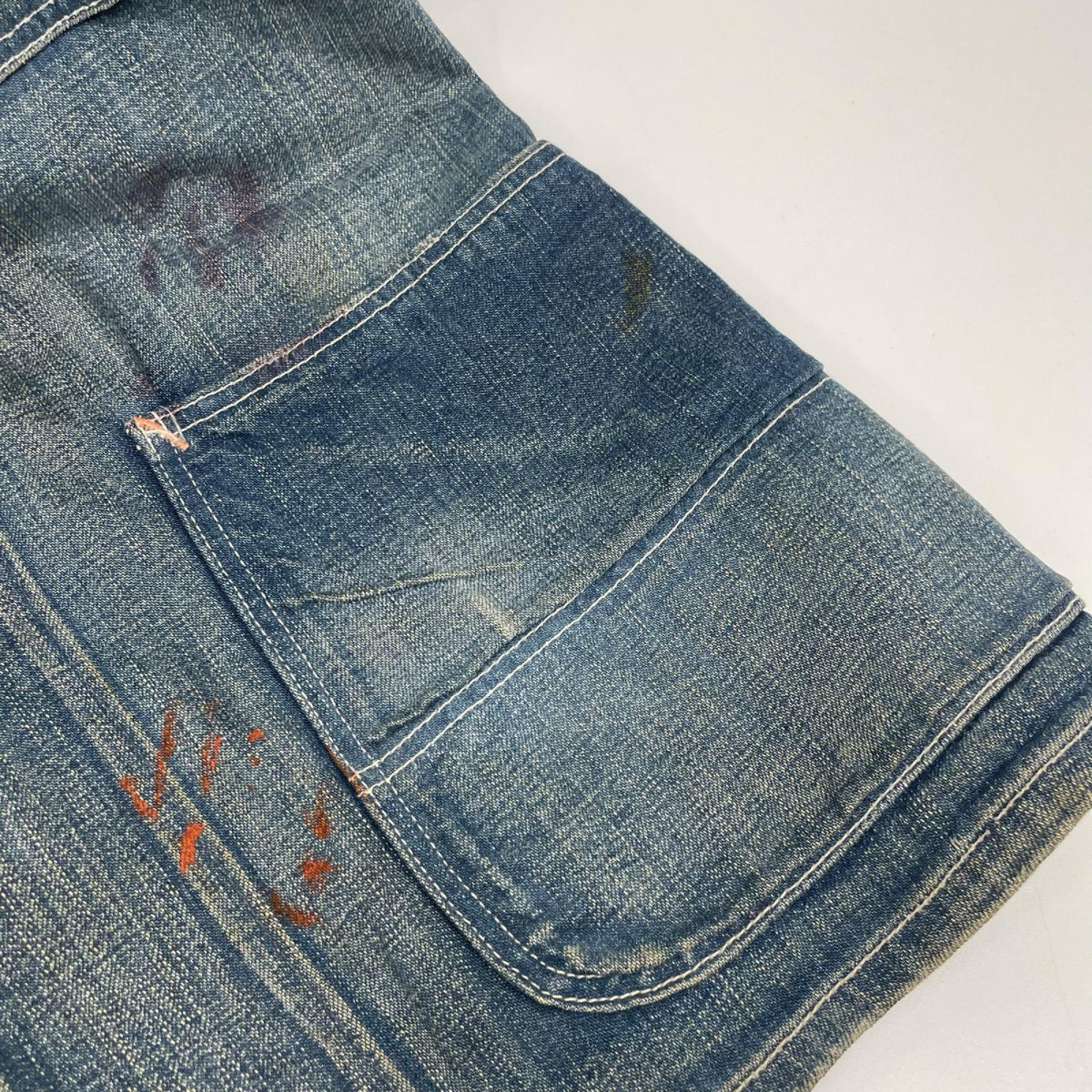 RRL ダブルアールエル USA製 LEWIS インディゴ コットン センターベント ダメージリペア加工 9oz デニムカバーオール ジャケット