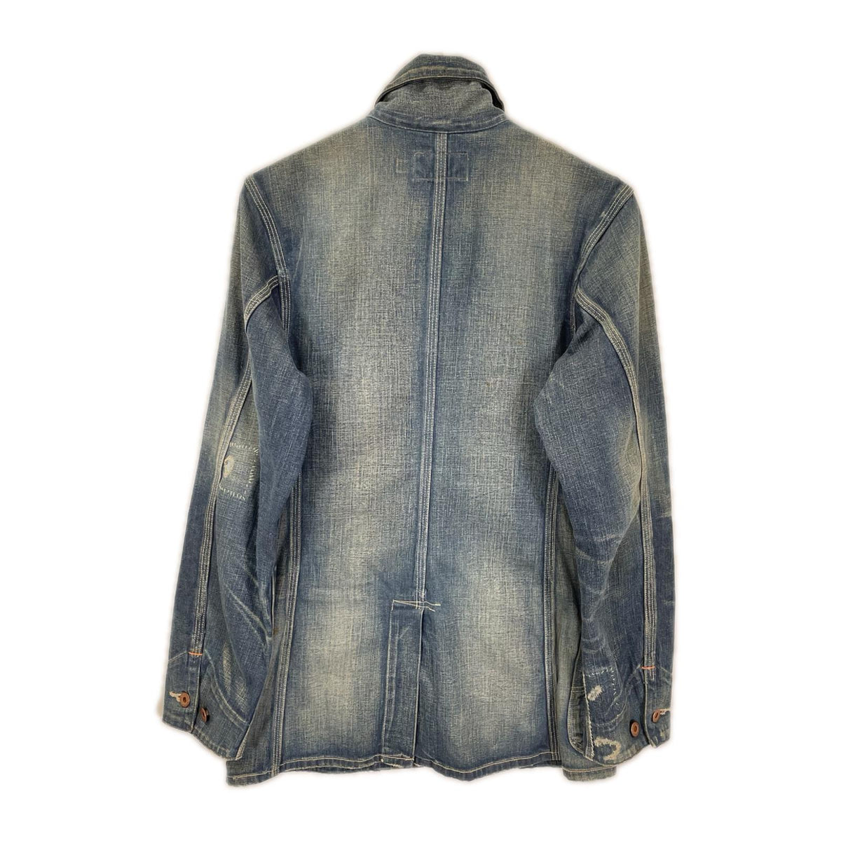 RRL ダブルアールエル USA製 LEWIS インディゴ コットン センターベント ダメージリペア加工 9oz デニムカバーオール ジャケット