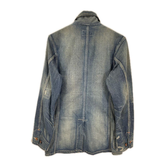 RRL ダブルアールエル USA製 LEWIS インディゴ コットン センターベント ダメージリペア加工 9oz デニムカバーオール ジャケット