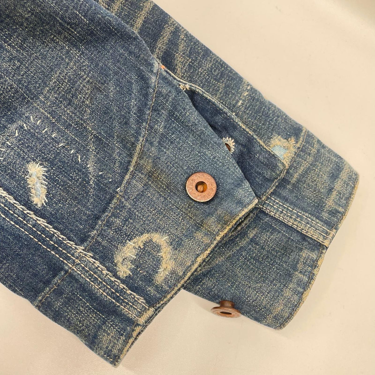 RRL ダブルアールエル USA製 LEWIS インディゴ コットン センターベント ダメージリペア加工 9oz デニムカバーオール ジャケット