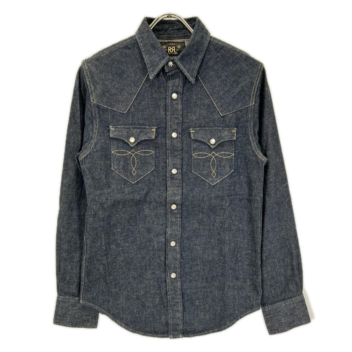 RRL ダブルアールエル 782505188001 インディゴ コットン トップコンチョボタン メダリオンステッチ デニムウエスタンシャツ トップス