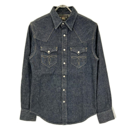 RRL ダブルアールエル 782505188001 インディゴ コットン トップコンチョボタン メダリオンステッチ デニムウエスタンシャツ トップス