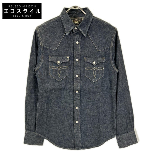 RRL ダブルアールエル 782505188001 インディゴ コットン トップコンチョボタン メダリオンステッチ デニムウエスタンシャツ トップス