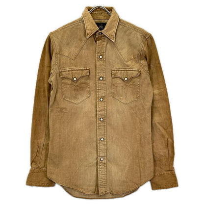 RRL ダブルアールエル ベージュ コットン トップコンチョボタン メダリオンステッチ デニムウエスタンシャツ トップス