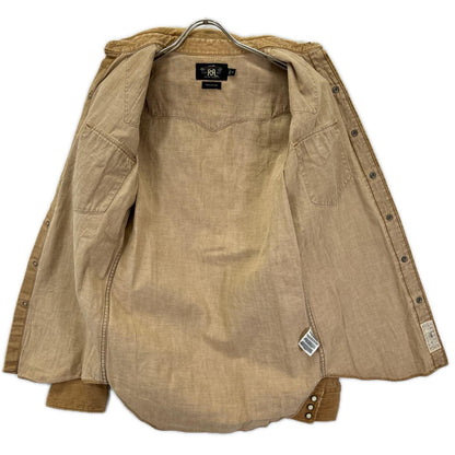 RRL ダブルアールエル ベージュ コットン トップコンチョボタン メダリオンステッチ デニムウエスタンシャツ トップス