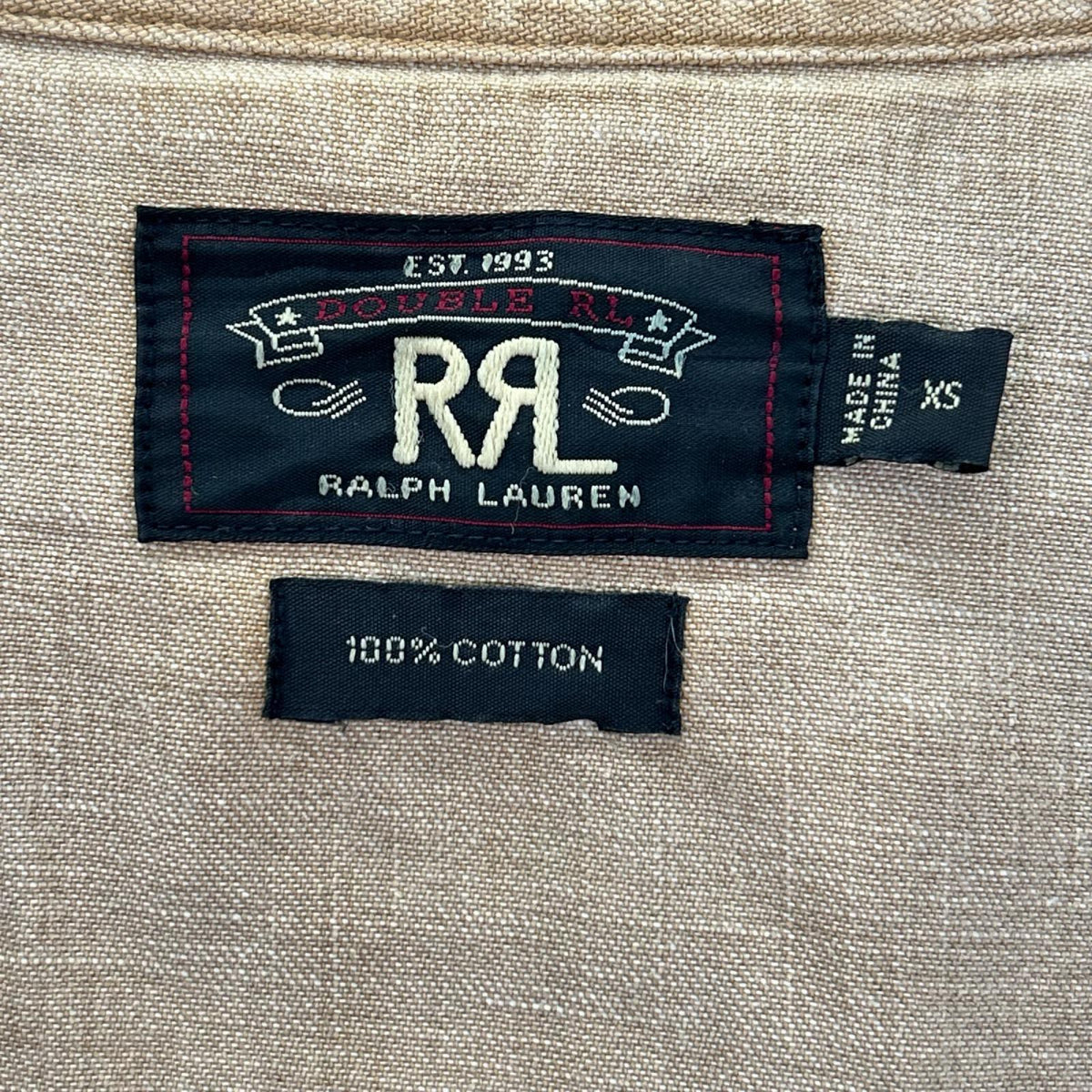 RRL ダブルアールエル ベージュ コットン トップコンチョボタン メダリオンステッチ デニムウエスタンシャツ トップス