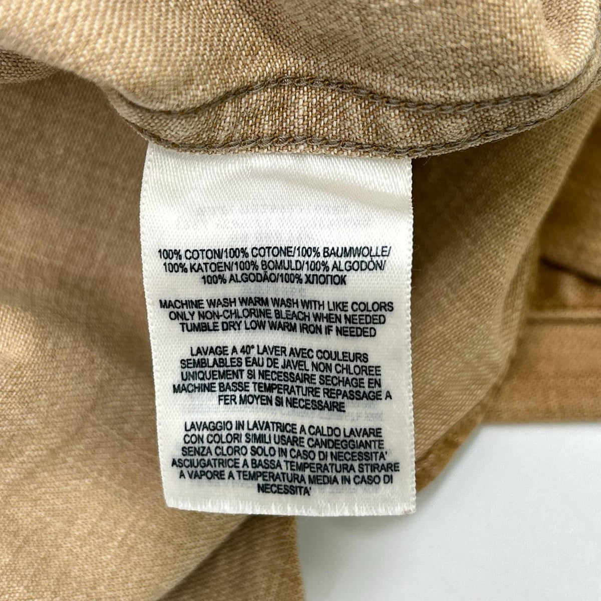 RRL ダブルアールエル ベージュ コットン トップコンチョボタン メダリオンステッチ デニムウエスタンシャツ トップス