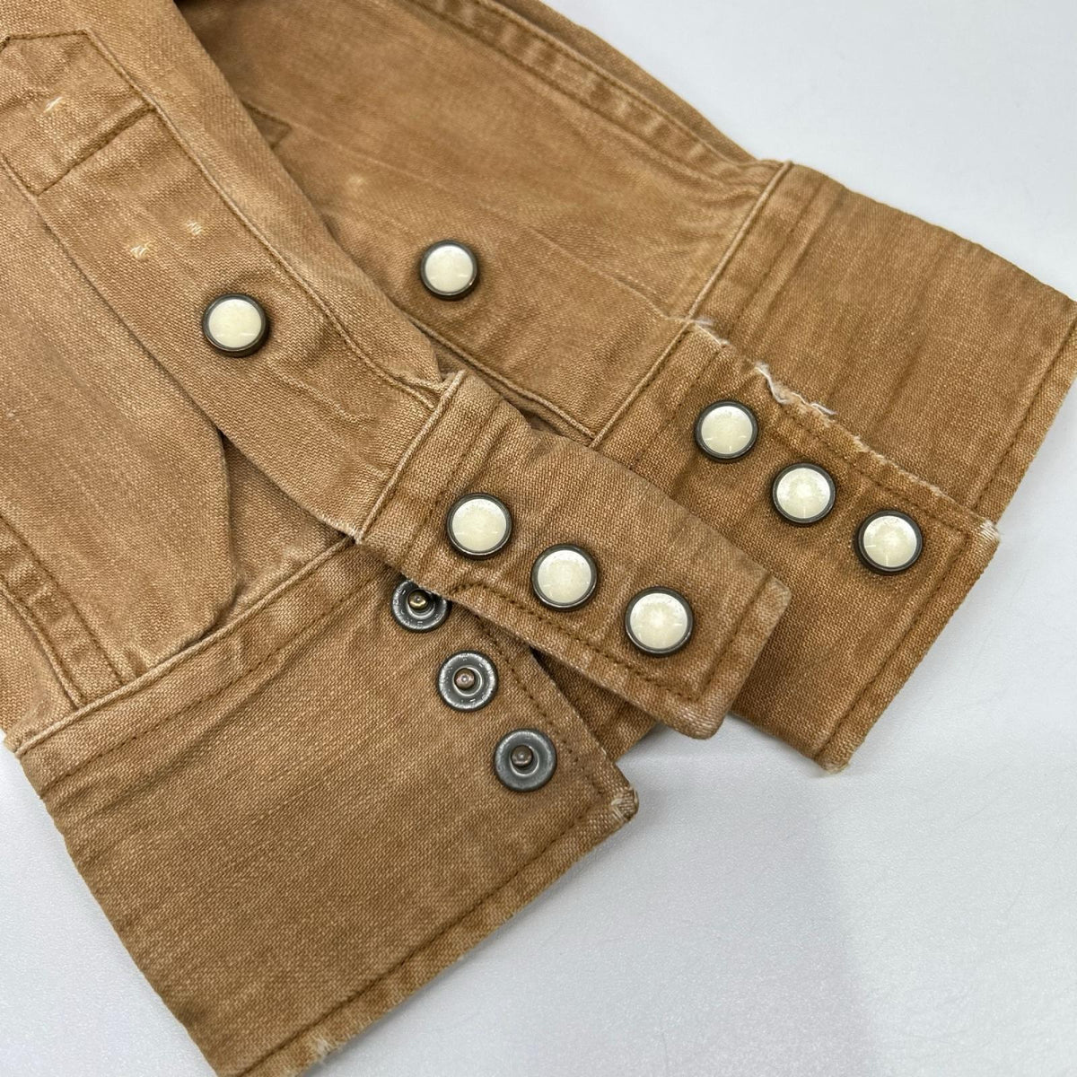 RRL ダブルアールエル ベージュ コットン トップコンチョボタン メダリオンステッチ デニムウエスタンシャツ トップス