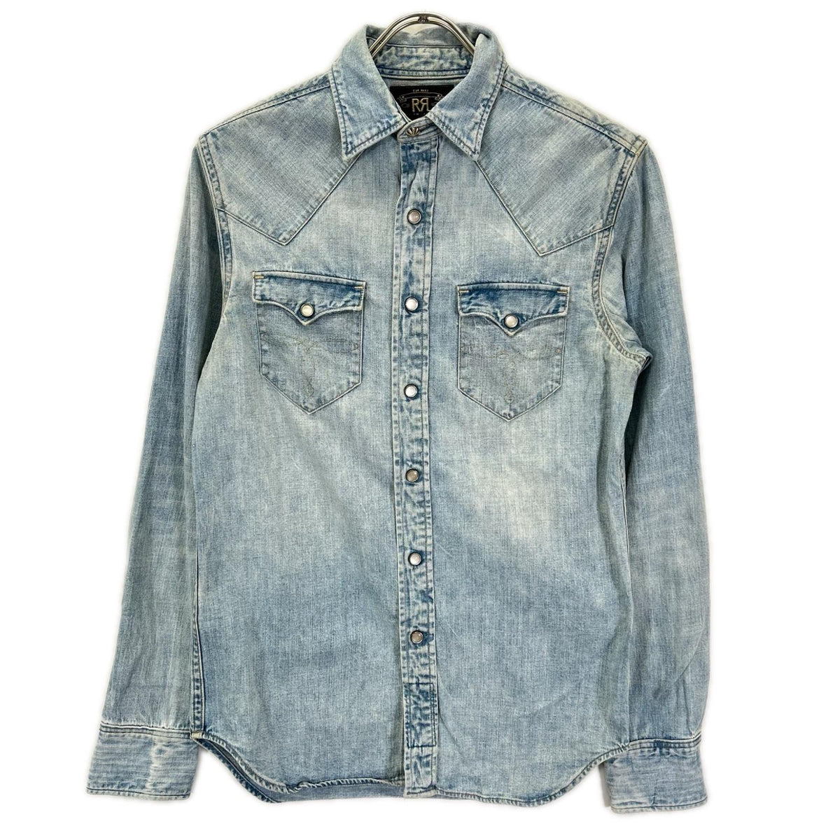 RRL ダブルアールエル ライトブルー コットン トップコンチョボタン メダリオンステッチ デニムウエスタンシャツ トップス