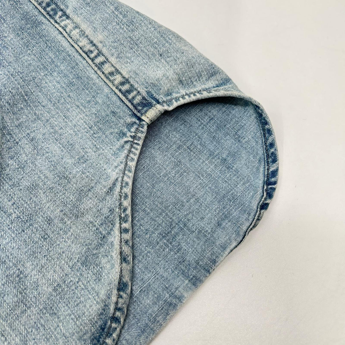 RRL ダブルアールエル ライトブルー コットン トップコンチョボタン メダリオンステッチ デニムウエスタンシャツ トップス