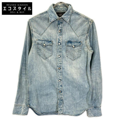 RRL ダブルアールエル ライトブルー コットン トップコンチョボタン メダリオンステッチ デニムウエスタンシャツ トップス