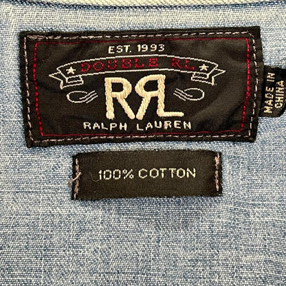 RRL ダブルアールエル ライトブルー コットン トップコンチョボタン メダリオンステッチ デニムウエスタンシャツ トップス