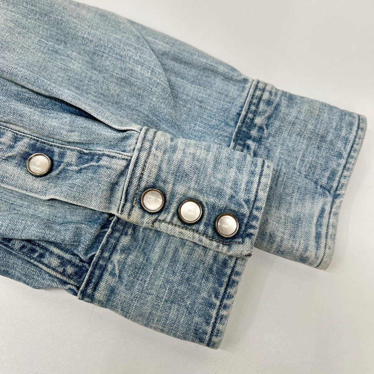 RRL ダブルアールエル ライトブルー コットン トップコンチョボタン メダリオンステッチ デニムウエスタンシャツ トップス