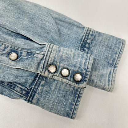 RRL ダブルアールエル ライトブルー コットン トップコンチョボタン メダリオンステッチ デニムウエスタンシャツ トップス