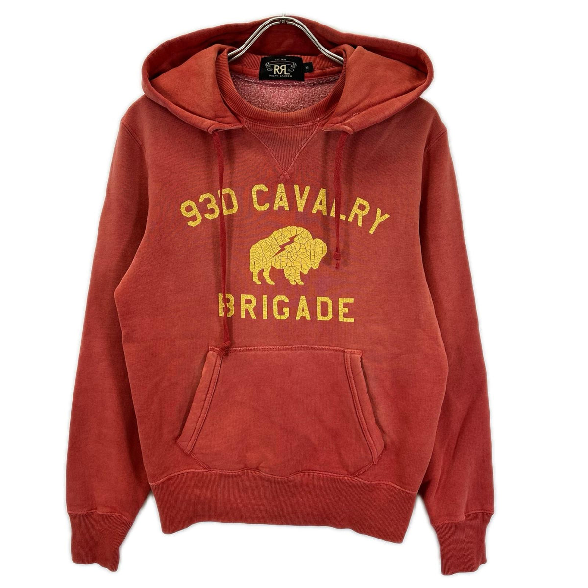 RRL ダブルアールエル サンライズレッド コットンブレンド フェード加工 93D CAVALRY BRIGADE 後付け スウェットパーカー トップス