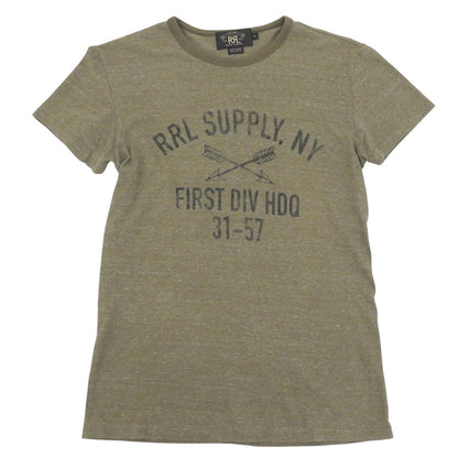 RRL ダブルアールエル 美品 コットン RRL SUPPLY,NY 染み込みプリント 霜降り ショートスリーブカットソー トップス メンズ カーキ XS トップス