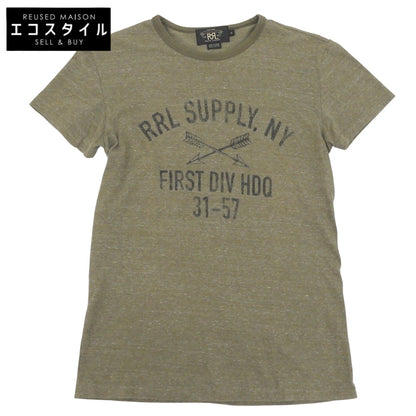 RRL ダブルアールエル 美品 コットン RRL SUPPLY,NY 染み込みプリント 霜降り ショートスリーブカットソー トップス メンズ カーキ XS トップス