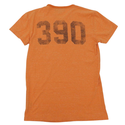RRL ダブルアールエル 美品 コットン 5TH BTLN RRL INFANTRY NEW YORK プリント 霜降り ショートスリーブ カットソー メンズ オレンジ XS トップス