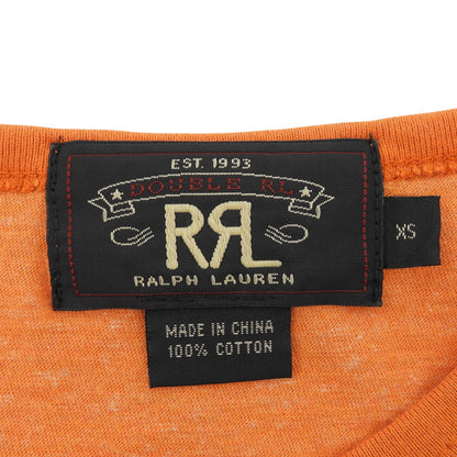 RRL ダブルアールエル 美品 コットン 5TH BTLN RRL INFANTRY NEW YORK プリント 霜降り ショートスリーブ カットソー メンズ オレンジ XS トップス