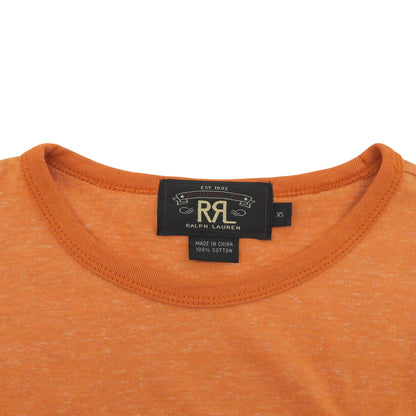RRL ダブルアールエル 美品 コットン 5TH BTLN RRL INFANTRY NEW YORK プリント 霜降り ショートスリーブ カットソー メンズ オレンジ XS トップス