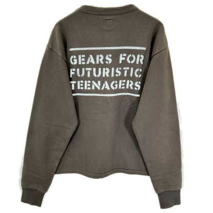 HUMAN MADE ヒューマンメイド ダークグレー×ホワイト コットン混 スプレーロゴ ミリタリークルーネックスウェット トップス