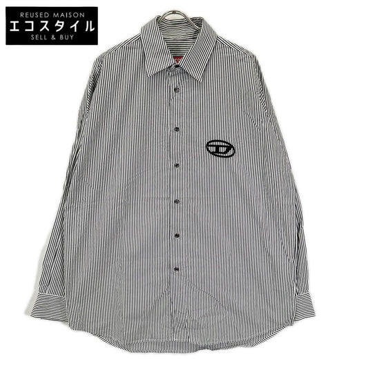 DIESEL ディーゼル ホワイト×ブラック ストライプ S-DOUBER ロングスリーブ ボタンシャツ トップス
