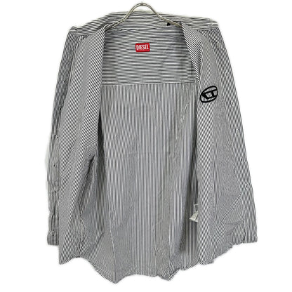 DIESEL ディーゼル ホワイト×ブラック ストライプ S-DOUBER ロングスリーブ ボタンシャツ トップス