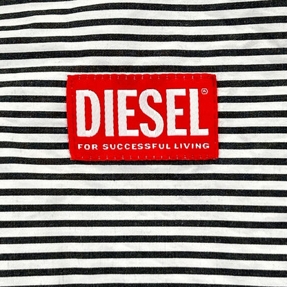 DIESEL ディーゼル ホワイト×ブラック ストライプ S-DOUBER ロングスリーブ ボタンシャツ トップス
