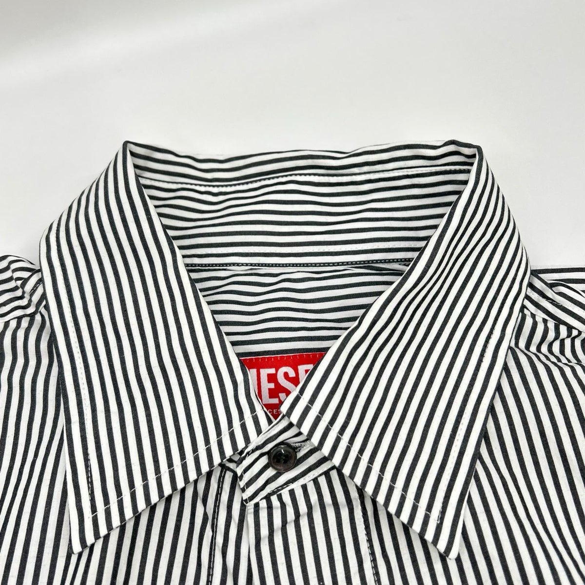 DIESEL ディーゼル ホワイト×ブラック ストライプ S-DOUBER ロングスリーブ ボタンシャツ トップス