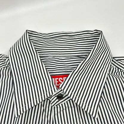 DIESEL ディーゼル ホワイト×ブラック ストライプ S-DOUBER ロングスリーブ ボタンシャツ トップス