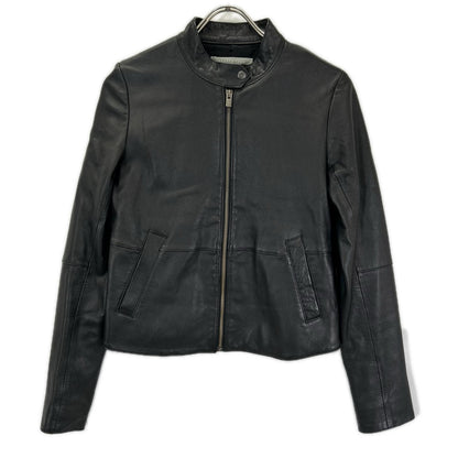 theory luxe セオリーリュクス ブラック スタンドカラー ラムレザー シングルライダースジャケット ジャケット