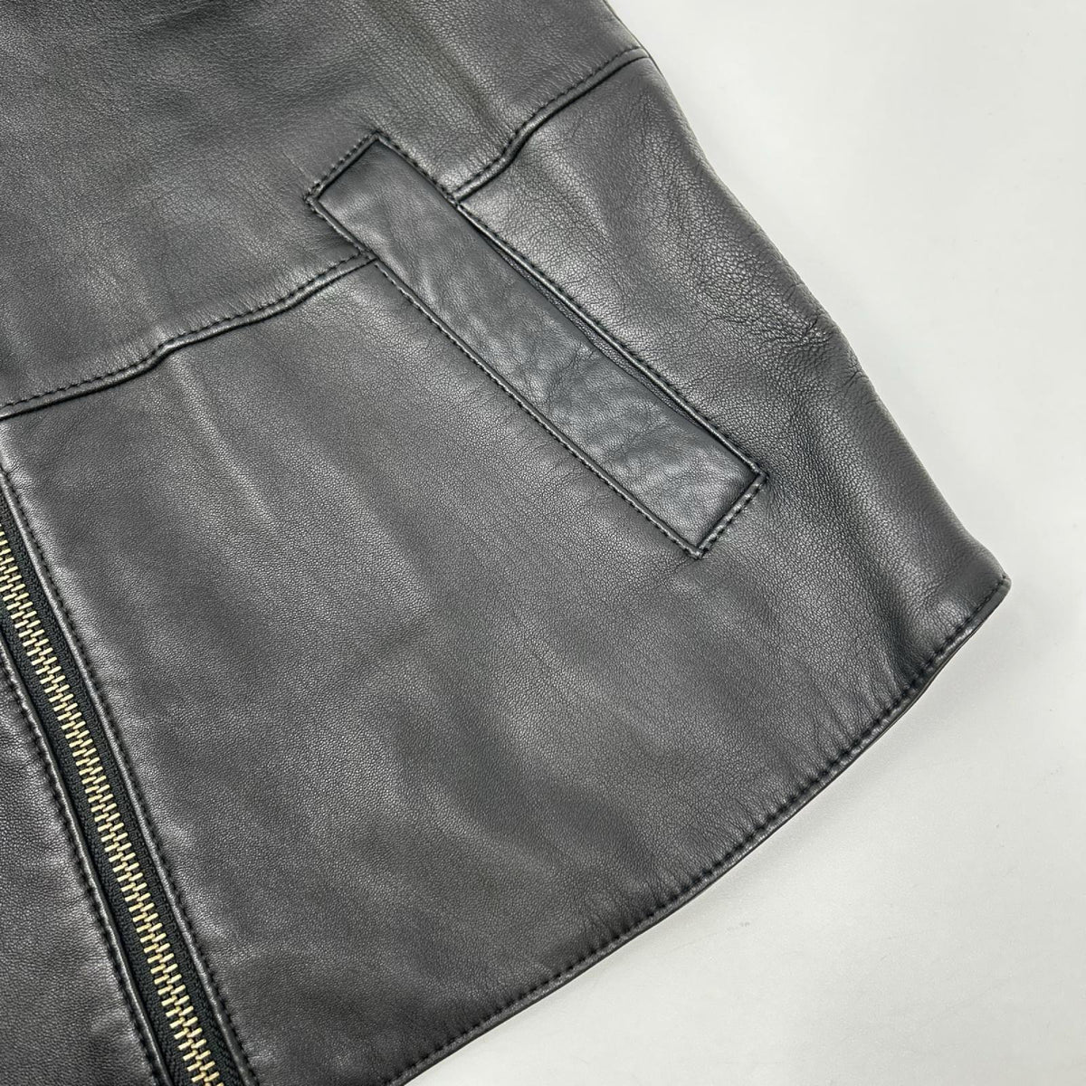 theory luxe セオリーリュクス ブラック スタンドカラー ラムレザー シングルライダースジャケット ジャケット