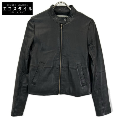 theory luxe セオリーリュクス ブラック スタンドカラー ラムレザー シングルライダースジャケット ジャケット
