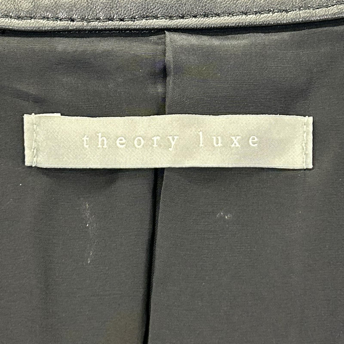 theory luxe セオリーリュクス ブラック スタンドカラー ラムレザー シングルライダースジャケット ジャケット