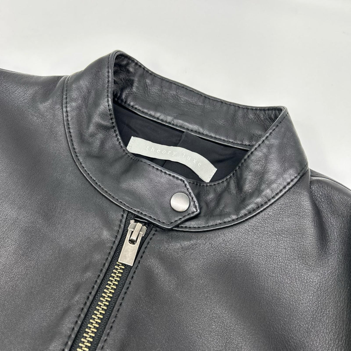 theory luxe セオリーリュクス ブラック スタンドカラー ラムレザー シングルライダースジャケット ジャケット
