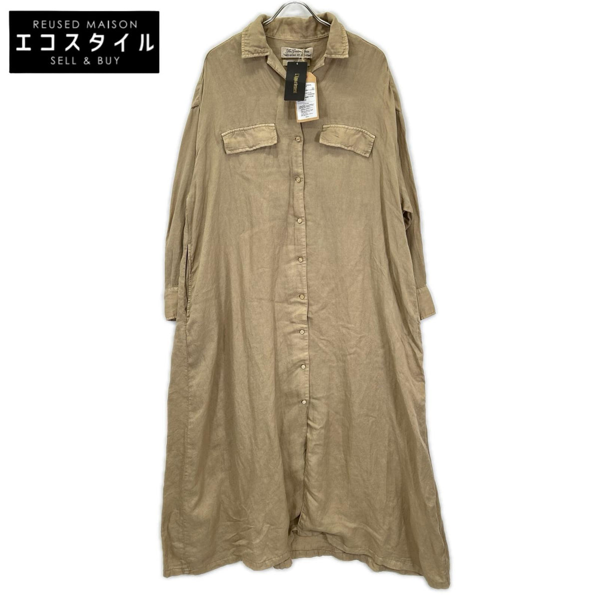 REMI RELIEF レミレリーフ 【L'Appartement別注】24040570002710 24SS ベージュ リネン LONG SHIRT DRESS シャツワンピース ワンピース