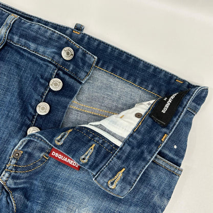 DSQUARED2 ディースクエアード S74LB0714 インディゴ コットン ダメージ加工 ボタンフライ TIDY BIKER JEAN ボトムス