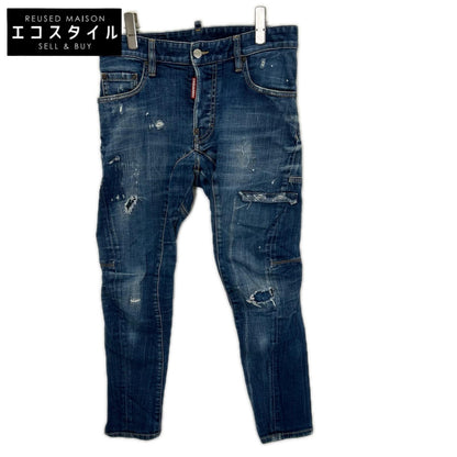 DSQUARED2 ディースクエアード S74LB0714 インディゴ コットン ダメージ加工 ボタンフライ TIDY BIKER JEAN ボトムス