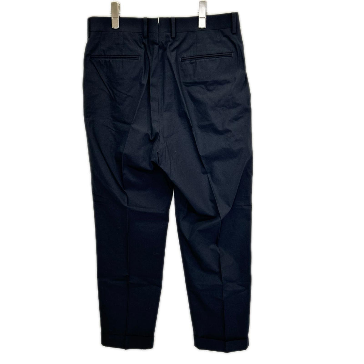 BRITISH MADE ブリティッシュメイド ブラック コットン100 2タック センタープレス オフィサーパンツ ボトムス