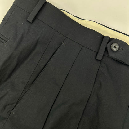BRITISH MADE ブリティッシュメイド ブラック コットン100 2タック センタープレス オフィサーパンツ ボトムス