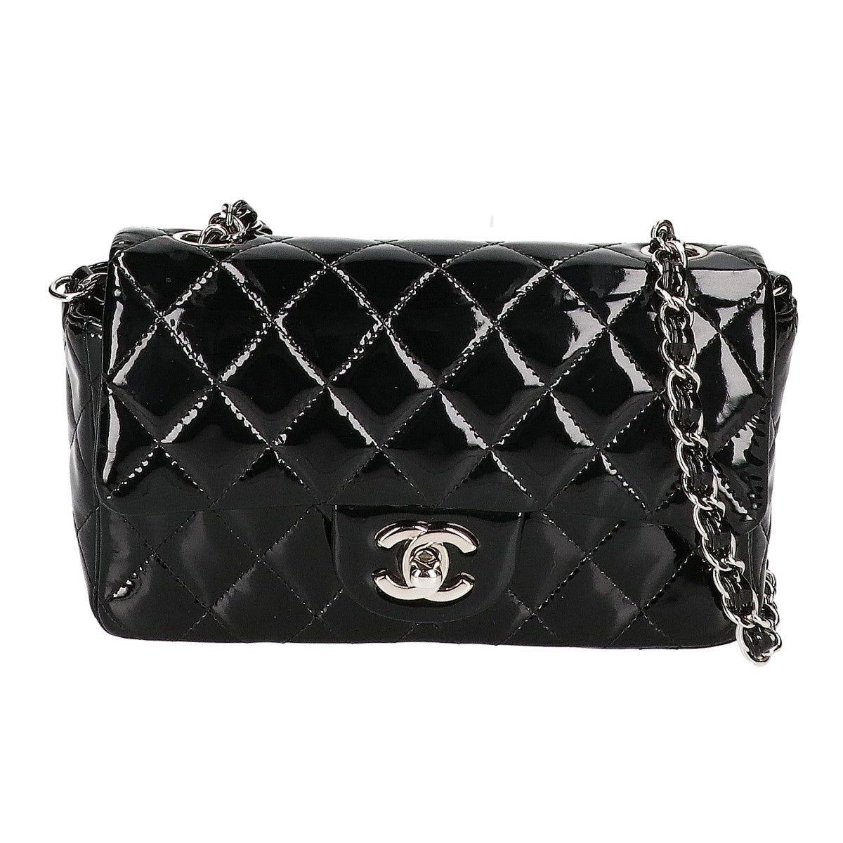 CHANEL シャネル 18番台 A69900 パテントレザー ミニマトラッセ20 シングルフラップ チェーン ショルダーバッグ