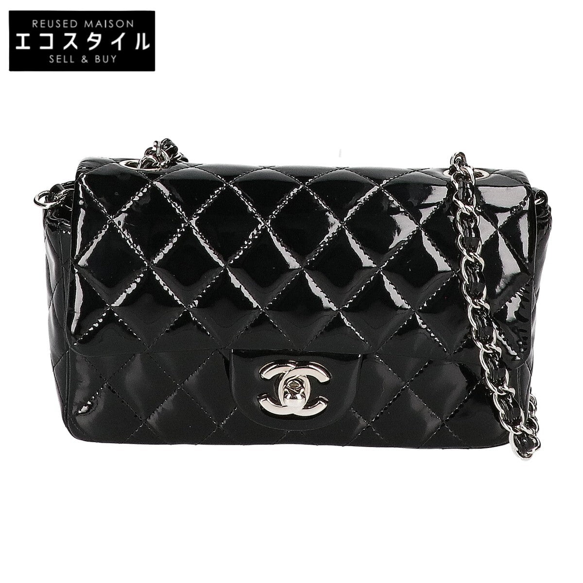 CHANEL シャネル 18番台 A69900 パテントレザー ミニマトラッセ20 シングルフラップ チェーン ショルダーバッグ