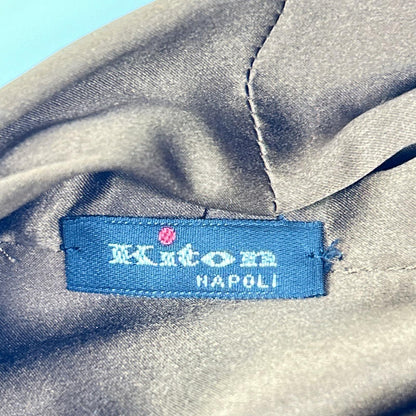 Kiton キートン ブラウン シルク100 プリーツデザイン ボウタイ 長袖 シャツドレス ワンピース