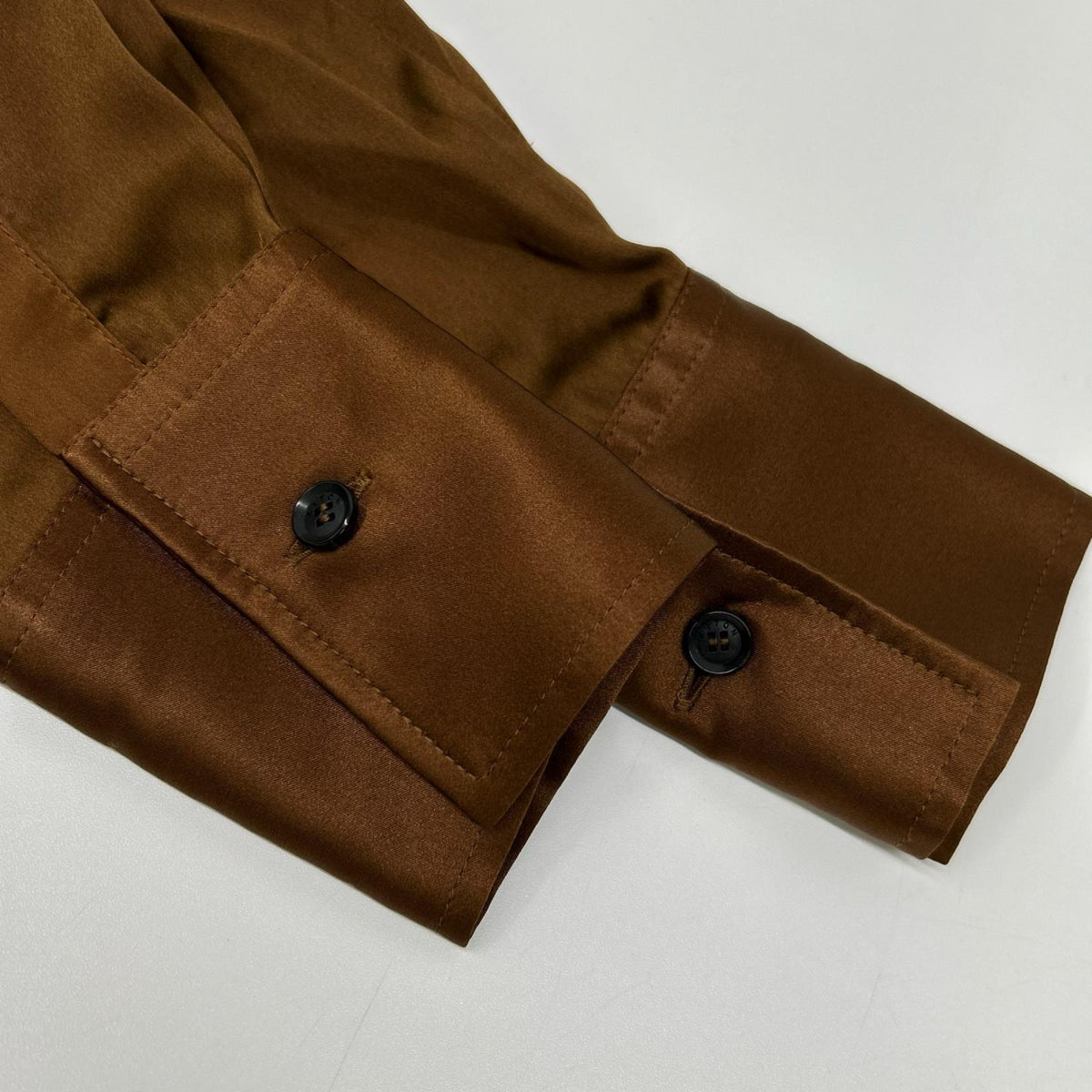 Kiton キートン ブラウン シルク100 プリーツデザイン ボウタイ 長袖 シャツドレス ワンピース
