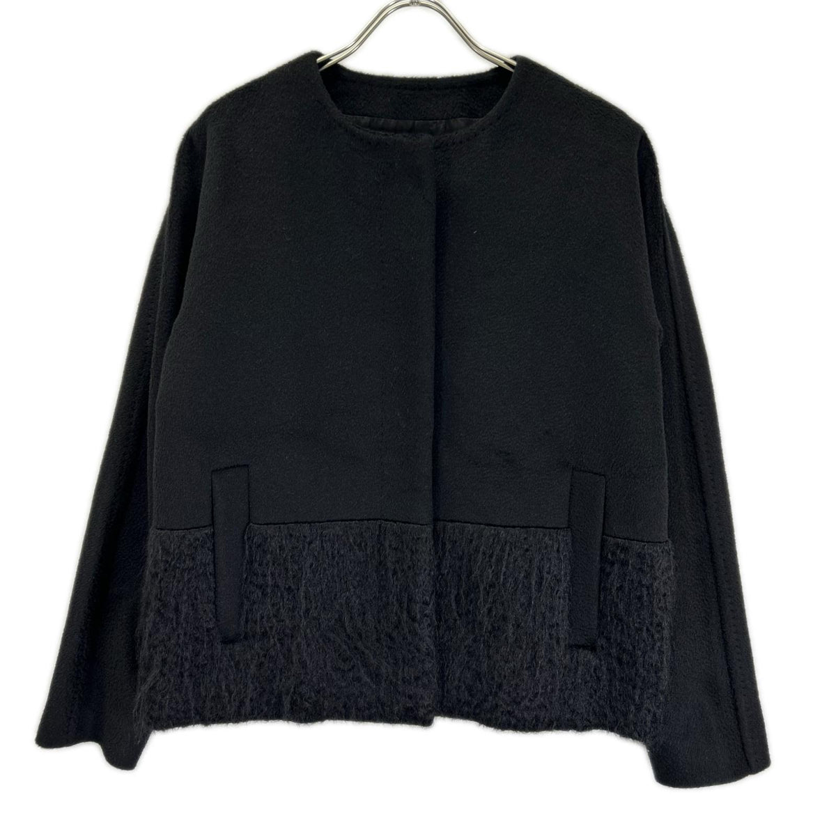 Max Mara マックスマーラ 108602730 ブラック ノーカラー 切り替え ジャケット ジャケット