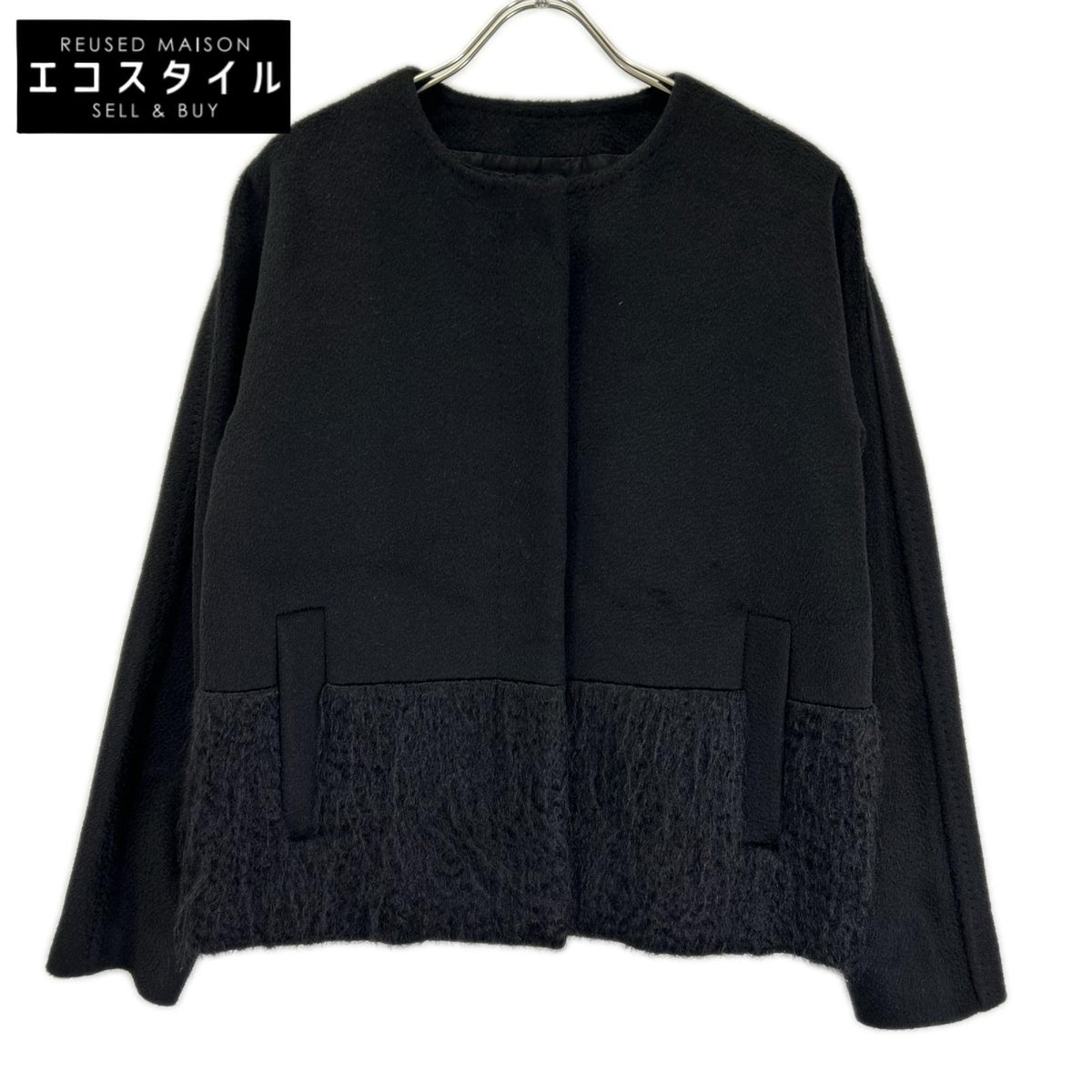 Max Mara マックスマーラ 108602730 ブラック ノーカラー 切り替え ジャケット ジャケット