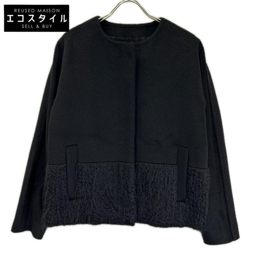 Max Mara マックスマーラ 108602730 ブラック ノーカラー 切り替え ジャケット ジャケット