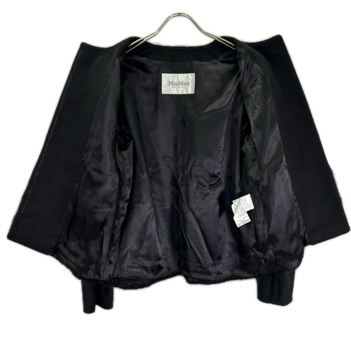 Max Mara マックスマーラ 108602730 ブラック ノーカラー 切り替え ジャケット ジャケット